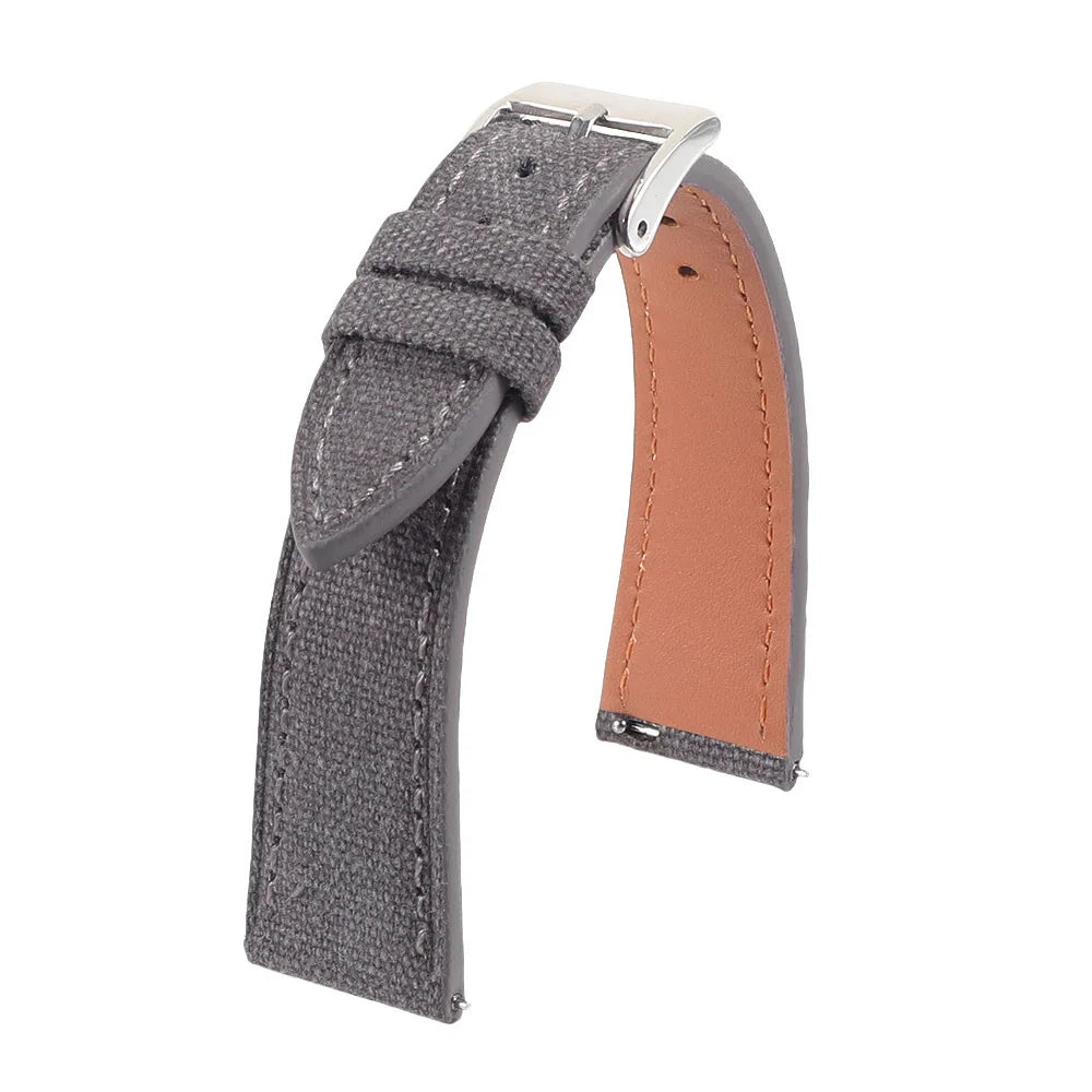 Handcrafted Slim Watch Strap 20mm 22mm Vintage Fabric Canvas Watch Band Quick Release Wristband Accessories for men
