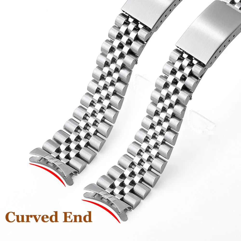 Curved End Solid Stainless Steel Watchband for Rolex DATEJUST Metal Wristband for Jubilee Business Bracelet18mm 19mm 20mm 21mm