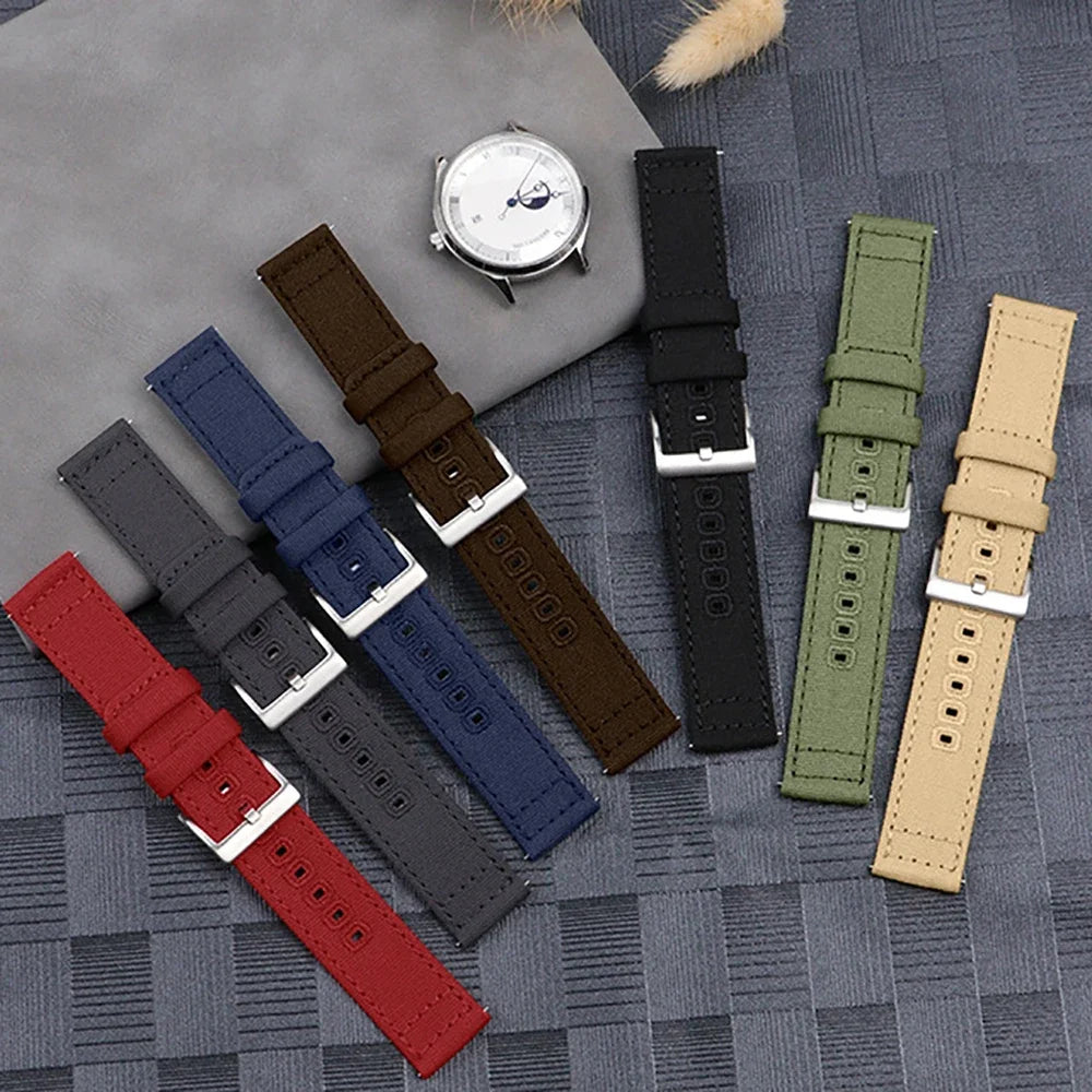 Quick Release Bracelet for Huawei Strap18mm 20mm 22mm Braided Canvas Watch Band for Samsung Galaxy 3/4 40mm 44mm Classic 46/42mm