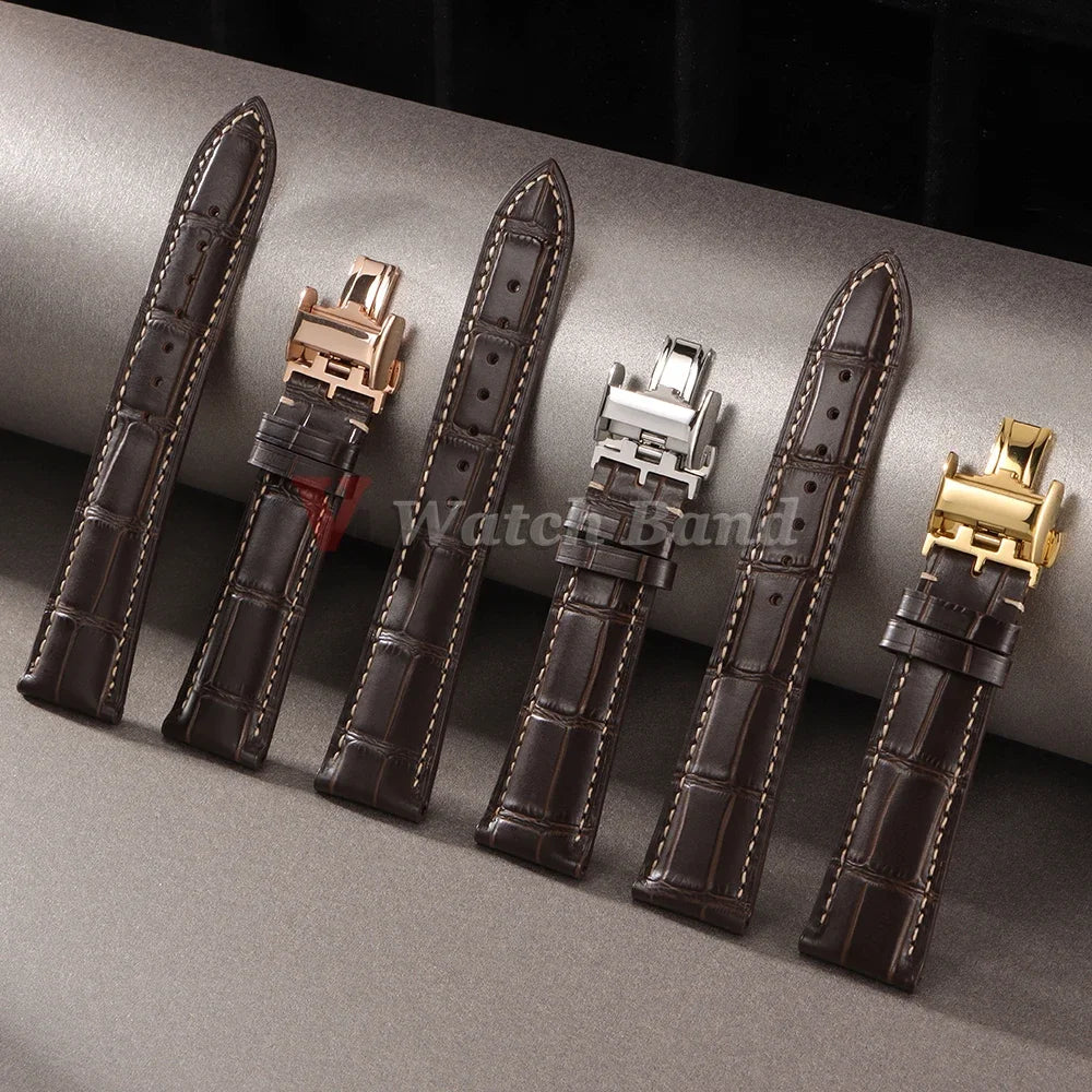 18mm 19mm 20mm 21mm 22mm Cowhide Watch Strap for Longines Replacement Bracelet Universal Metal Butterfly Clasp Wrist Band