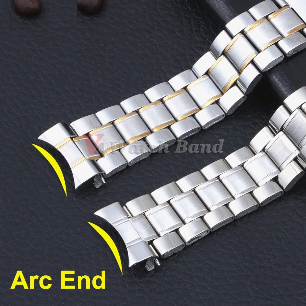 20mm 22mm Curved End Bracelet Stainless Steel Wrist Band for Seiko Wristband for Rolex Men Women Watch Strap Replace Accessories