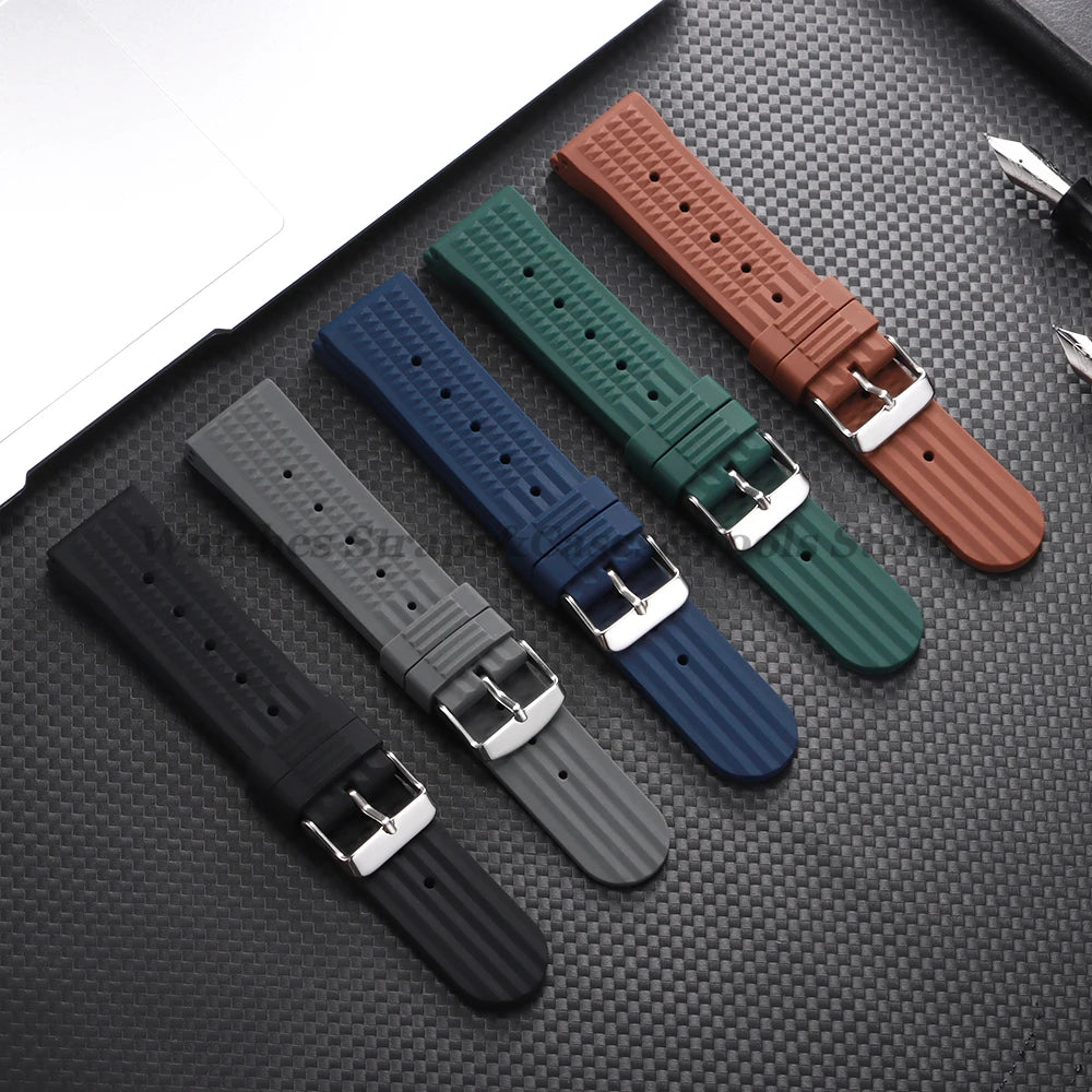 Soft Rubber Waffle Watch Band 20mm 22mm for Seiko for Rolex Water Ghost Sport Silicone Wristband Men's Replacement Strap Premium