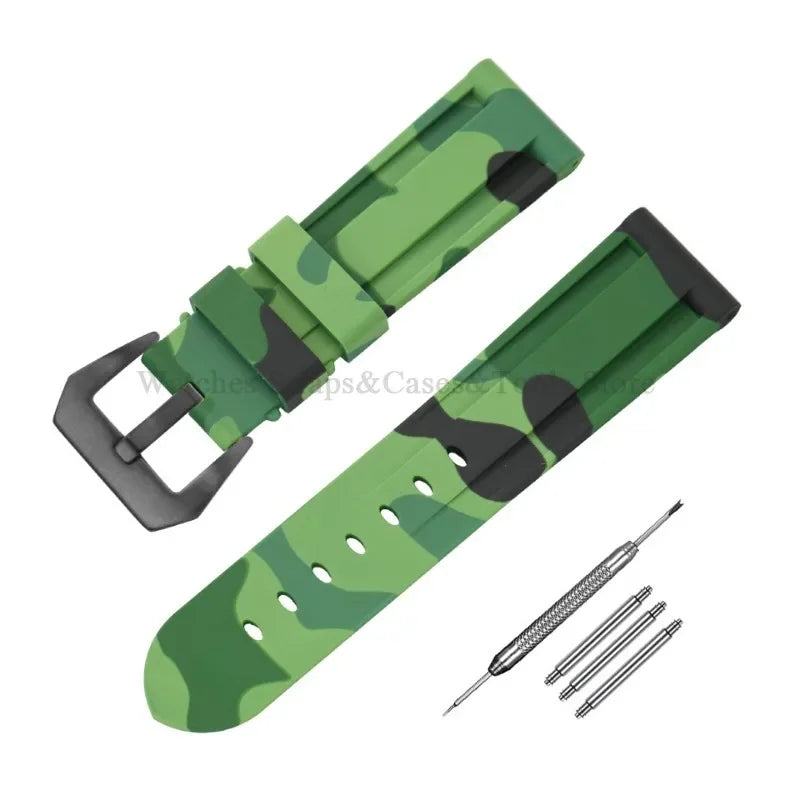 Camouflage Rubber Strap For Panerai Band 20mm 22mm 24mm 26mm Silicone MenSport Waterproof Wristband For Omega Universal Bracelet