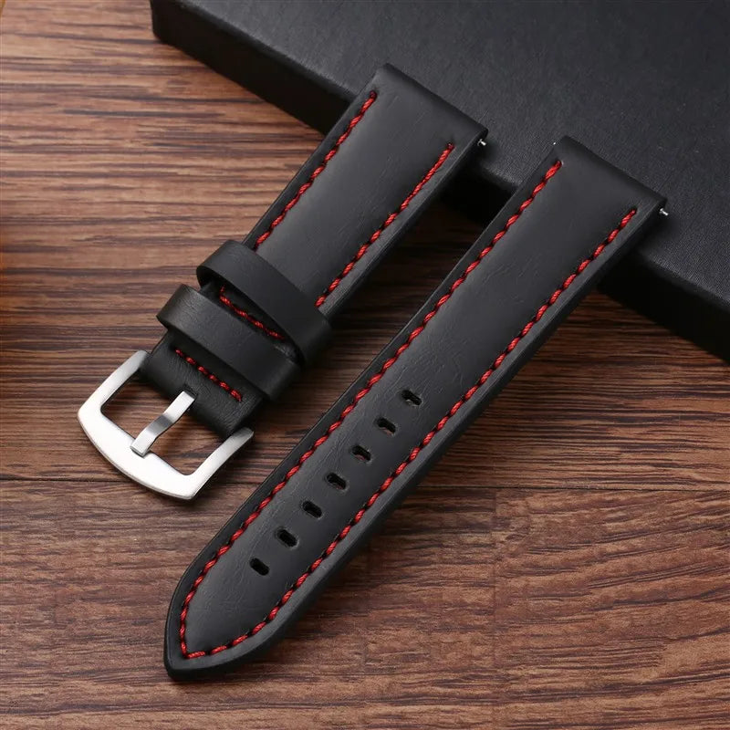 18mm 20mm 22mm 24mm Vintage PU Leather Strap Quick Release Universal Cowhide Watch Band Bracelet Sport Wristbelt Accessories