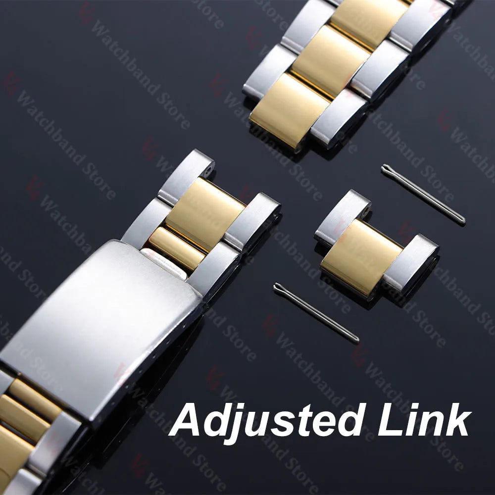 Luxury Curved End Watch Band 13mm 17mm 18mm 19mm 20mm 21mm for Rolex Oyster Perpetual King Stainless Steel Bracelet Accessories