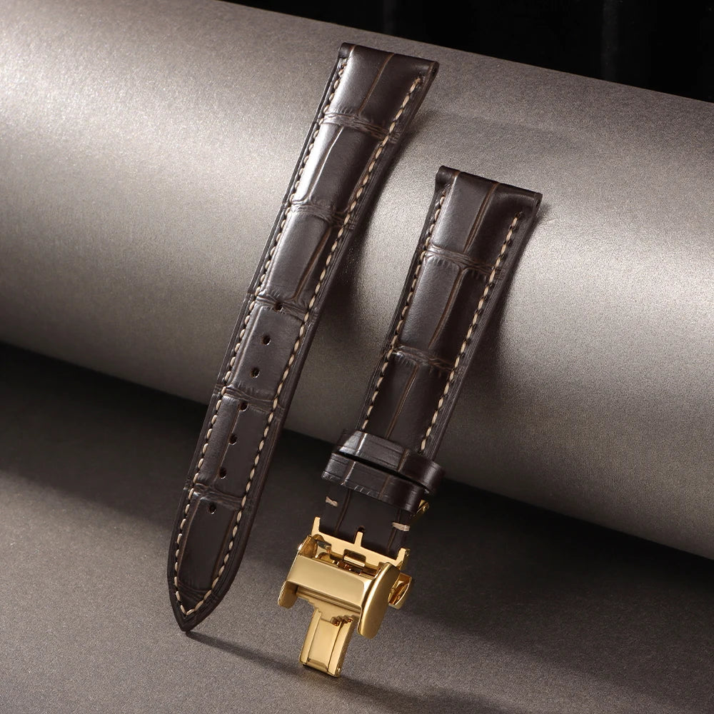 18mm 19mm 20mm 21mm 22mm Cowhide Watch Strap for Longines Replacement Bracelet Universal Metal Butterfly Clasp Wrist Band