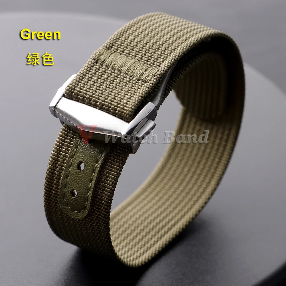 Canvas Nylon Watch Strap 20mm for Omega for Swatch for MoonSwatch for Seiko Men Women Sport Waterproof Folding Buckle Watchband