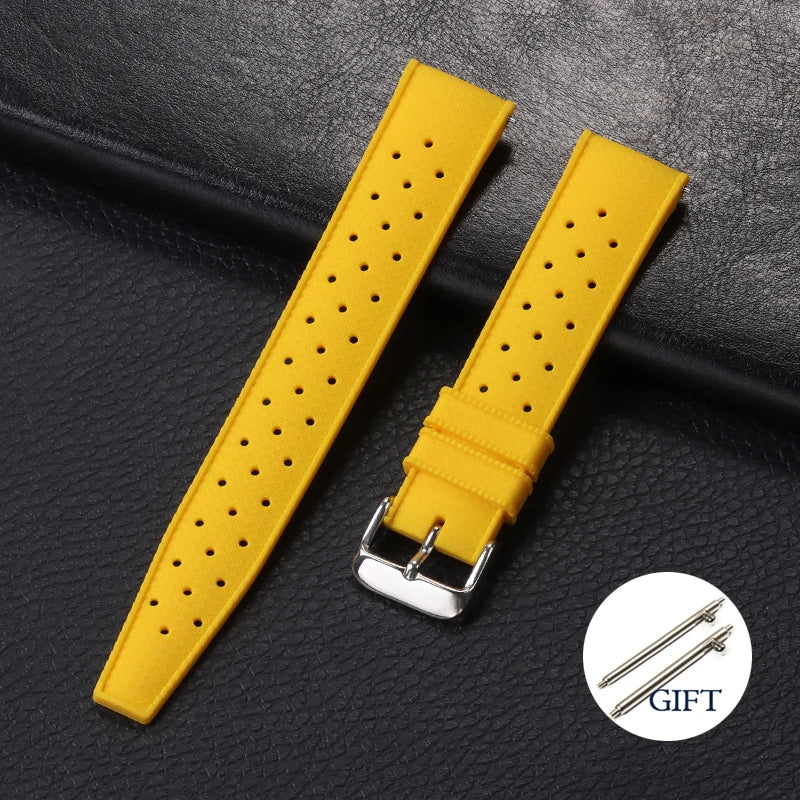 18mm 20mm 22mm Tropic Silicone Watch Strap for Fossil for Seiko Bands for Oris for Omega Replace Rubber Bracelet Quick Release
