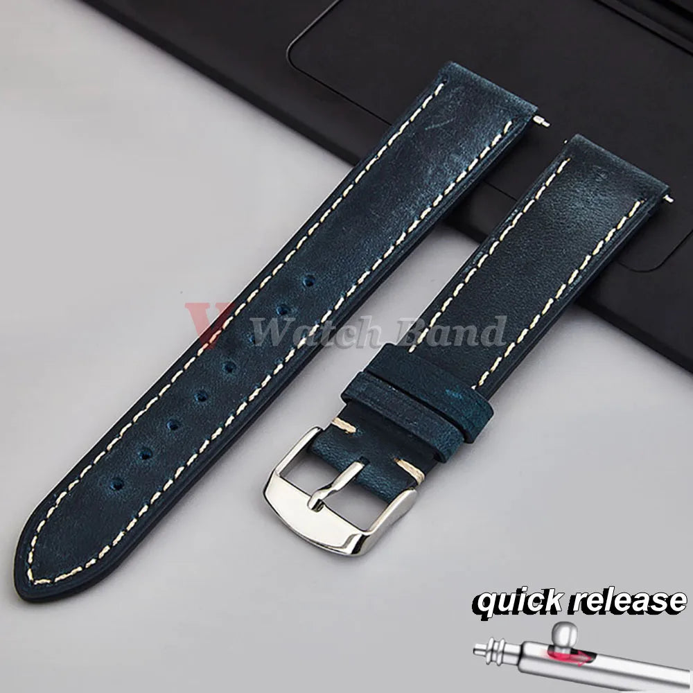 14/16/18/20/22/24mm Quick Release Watch Band MenWomen Watchband Genuine Leather Watch Strap Replacement Belt Vintage Brown Strap