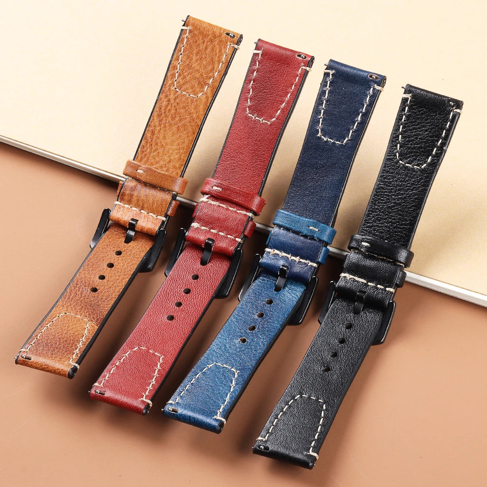 Retro Genuine Leather Watchband for Seiko Snxs79 Watch Straps Men Women for Rolex Oyster 18mm 20mm 22mmWrist Belt Bracelet