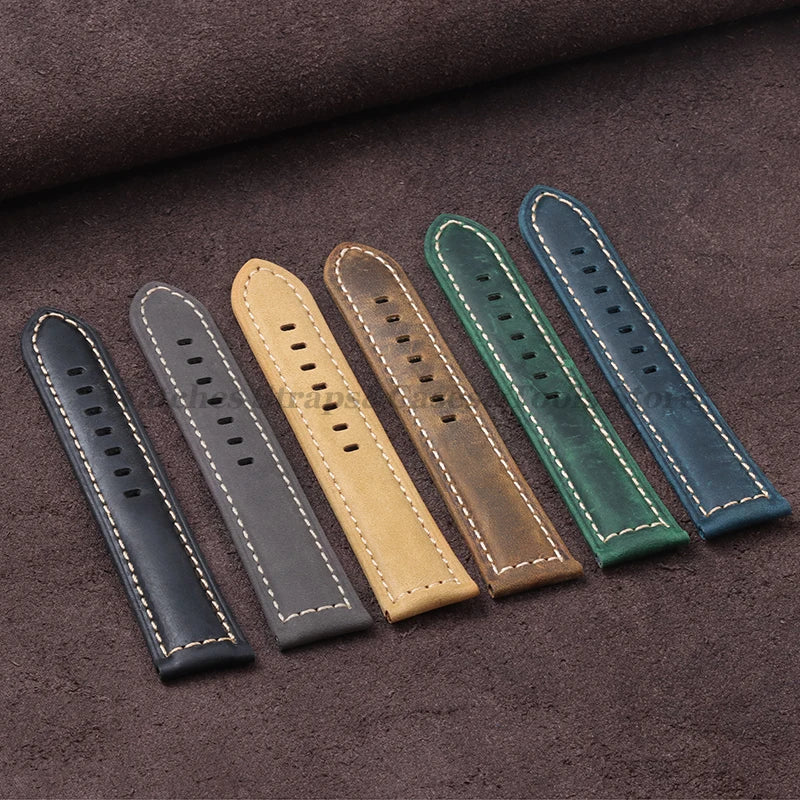 Vintage Genuine Leather Watch Bands for Panerai for Seiko for Omega Cowhide Bracelet Men's Women Accessories 20mm 22mm 24mm 26mm