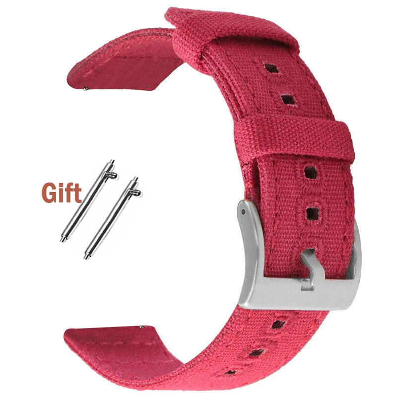 Braided Canvas Watch Band for Samsung Galaxy 3/4 40mm 44mm Classic 46/42mm Quick Release Bracelet for Huawei Strap18mm 20mm 22mm