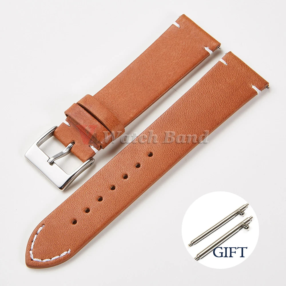 Quick Release Calfskin Genuine Leather Bracelet for Seiko for Samsung 20 22 24mm 12 14 16 18mmVintage Smart Watch Band for Omega