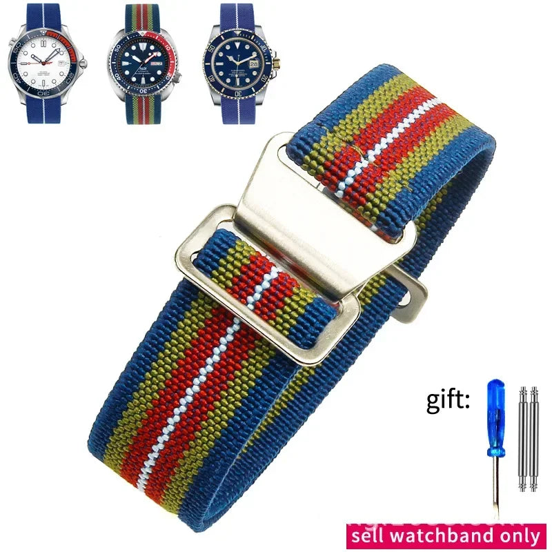 Elastic Nylon Band for Seiko for Rolex for Water Ghost for Tudor for Omega Watchband Sport Bracelet  20mm 22mm Parachute Strap