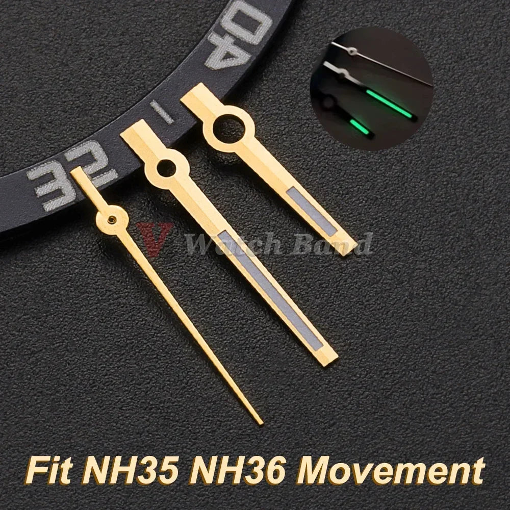 Polished Silver Aiguille NH35 Watch Hands Needles C3 Lumen Pointer Datejust Hands for Seiko NH35/NH36 Replacement Part