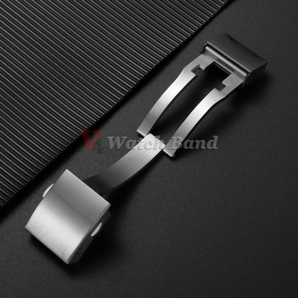 19mm Lucury Solid Buckle for Longines Conquest Rubber Watch Band Folding Stainless Steel Watch Silver Clasp for Silicone Strap