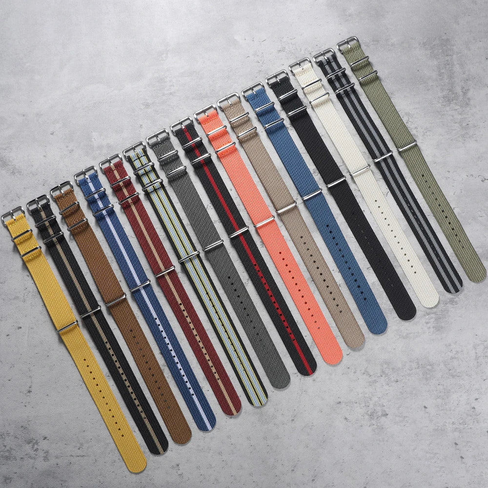 16mm 18mm 19mm 20mm 22mm 24mm Nylon Ribbed Watch Strap Band Military Casual Watchband Sport Bracelet Replacement Belt For Men
