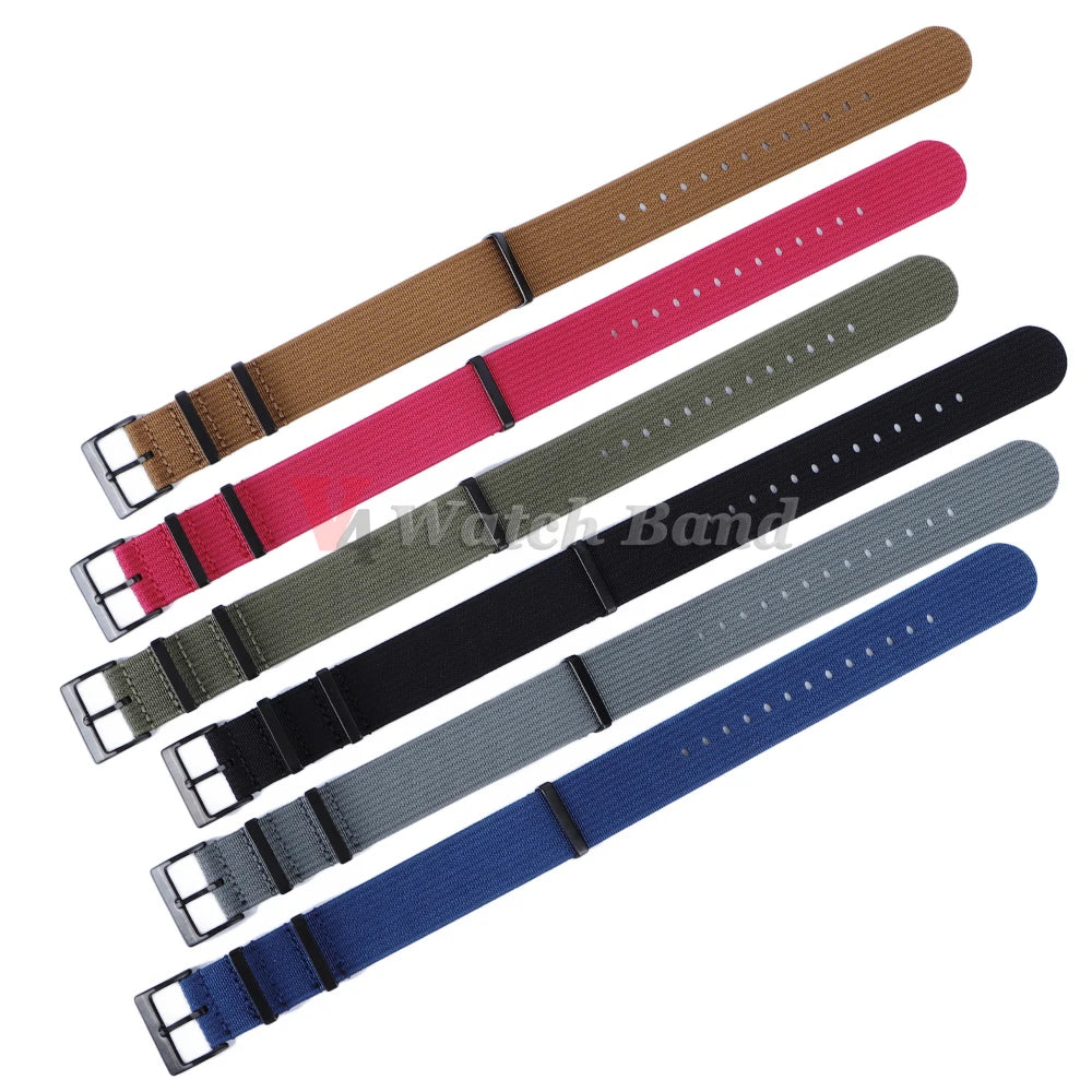 Universal Fabric Bracelet for Seiko 20mm 22mm with Black Buckle Nylon Band for Omega Wristband for Rolex Watch Strap Accessories