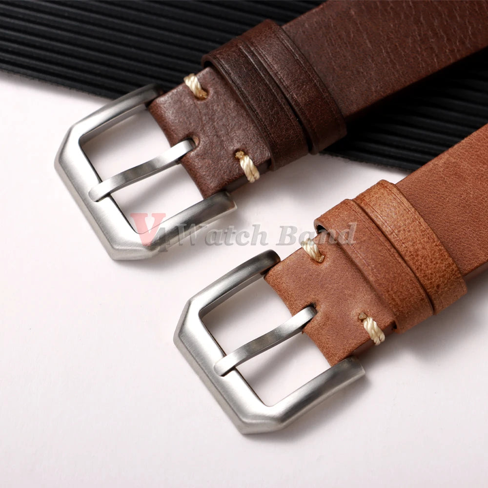 Vintage Genuineleather Watchband 20mm 22mm for Omega for Seiko Wristband Stitching Cowhide Strap Quick Release Watch Band