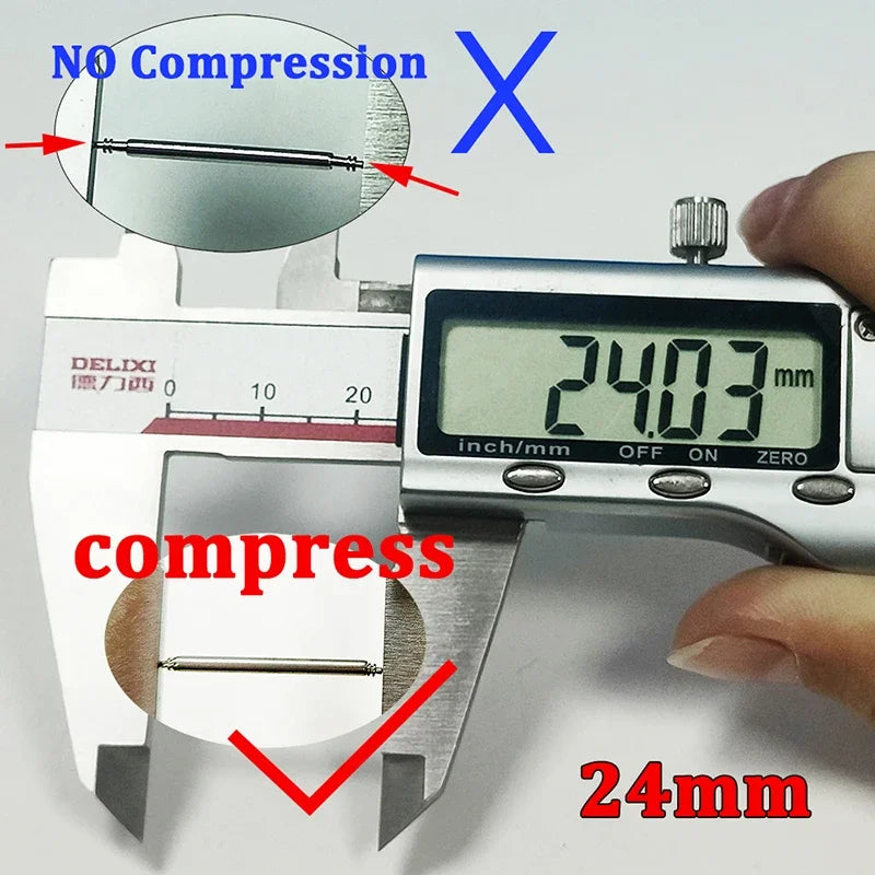 20pcs Watch Band Spring Pins 1.5mm 1.8mm 2.0mm Thickness Metal Spring Bars 16/18/20/22/24/26mm Strap Link Pins Watch Repair Tool