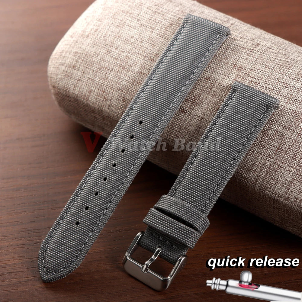 Sailcloth Strap for Omega Genuine Sailcloth Watch Band Premium Two Sided Nylon Quick Release Bracelet 20mm 22mm Sport Wristbelt