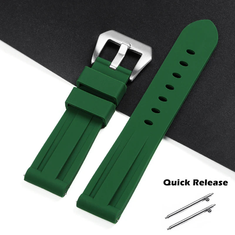 20 22mm Strap for Panerai PAM 24mm 26mm Watch Band for Omega for Seiko Quick Release Silicone Wristband for Casio Sport Bracelet