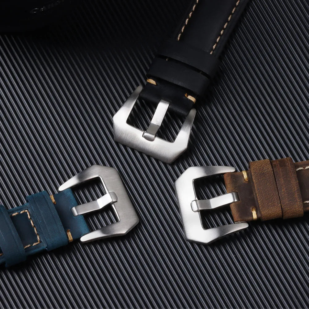 Geniune Retro Calf Leather Watchbands for Panerai 24mm 26mm 20mm 22mm Cowhide Crazy Horse Straps for Samsung for Huawei Watch