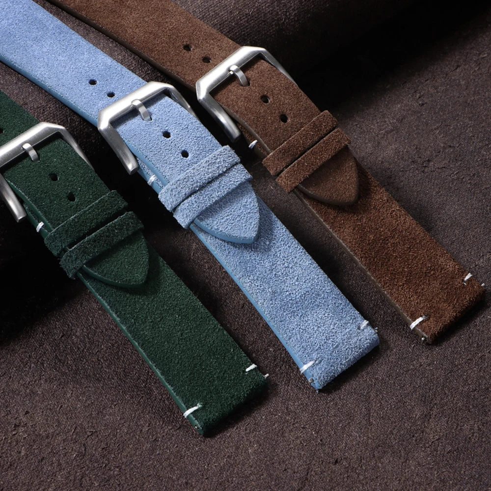 Quick Release Soft Suede Strap for Seiko Wristband 20mm 22mm Brown Blue Grey Watch Bands Calfskin Bracelet Women&Men Accessories