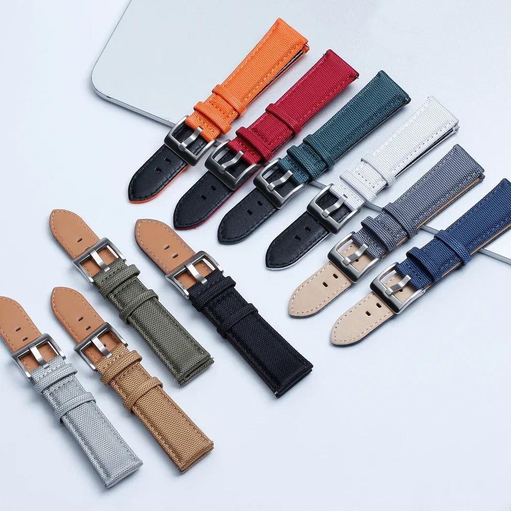 Nylon Leather Watch Strap for Huawei for Seiko Belt Quick Release Watchband for Samsung Galaxy Watch 3/4/5pro 45mm 40mm 44mm