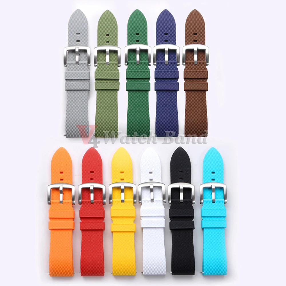 Classic Tropical  FKM Rubber Watch Strap for Seiko 20mm 22mm Watchband for Oris Wristbelt for Fossil Replaement Bracelet Belt