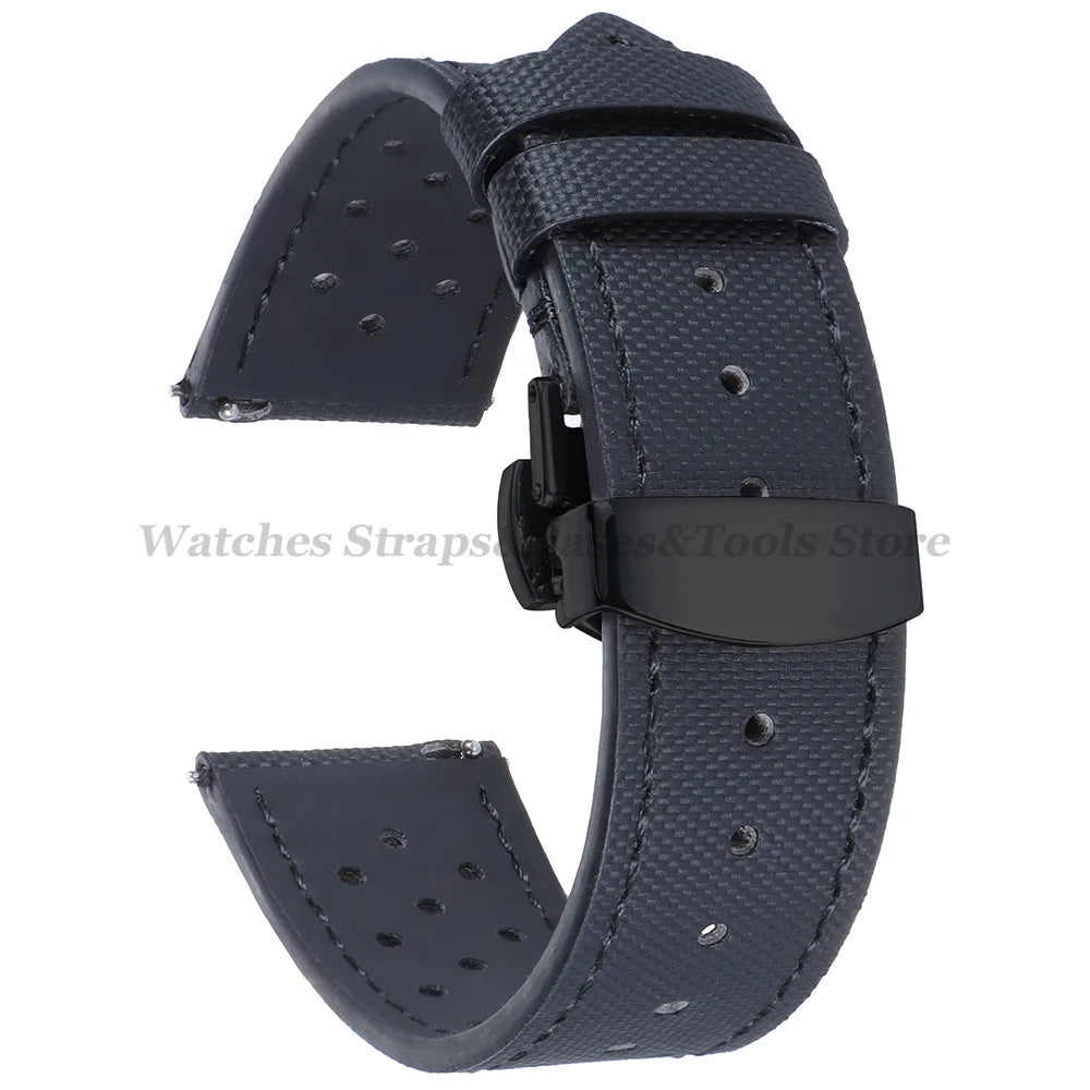 Premium Sailcloth Watch Strap for Seiko for Omega 18mm 20mm 22mm Qucik Release Fabric WatchBand Butterfly Buckle for HuaweiWatch
