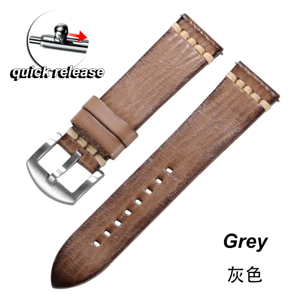 Stitching Calfskin Watch Strap 18mm 20mm 22mm 24mm for Samsung Vintage Cowhide Watchband for Tudor for Seiko Men Wrist Bracelet