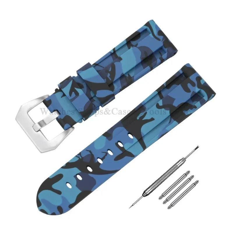 Camouflage Rubber Strap For Panerai Band 20mm 22mm 24mm 26mm Silicone MenSport Waterproof Wristband For Omega Universal Bracelet