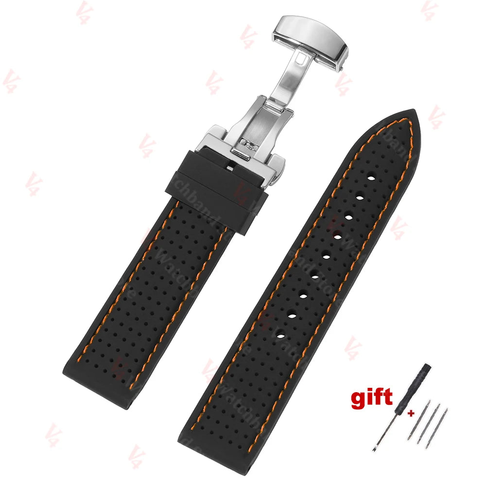 20mm 22mm 24mm Premium Silicone Watch Band Waterproof Soft Rubber Strap Breathable Watch Strap Replacement for Universal Watch
