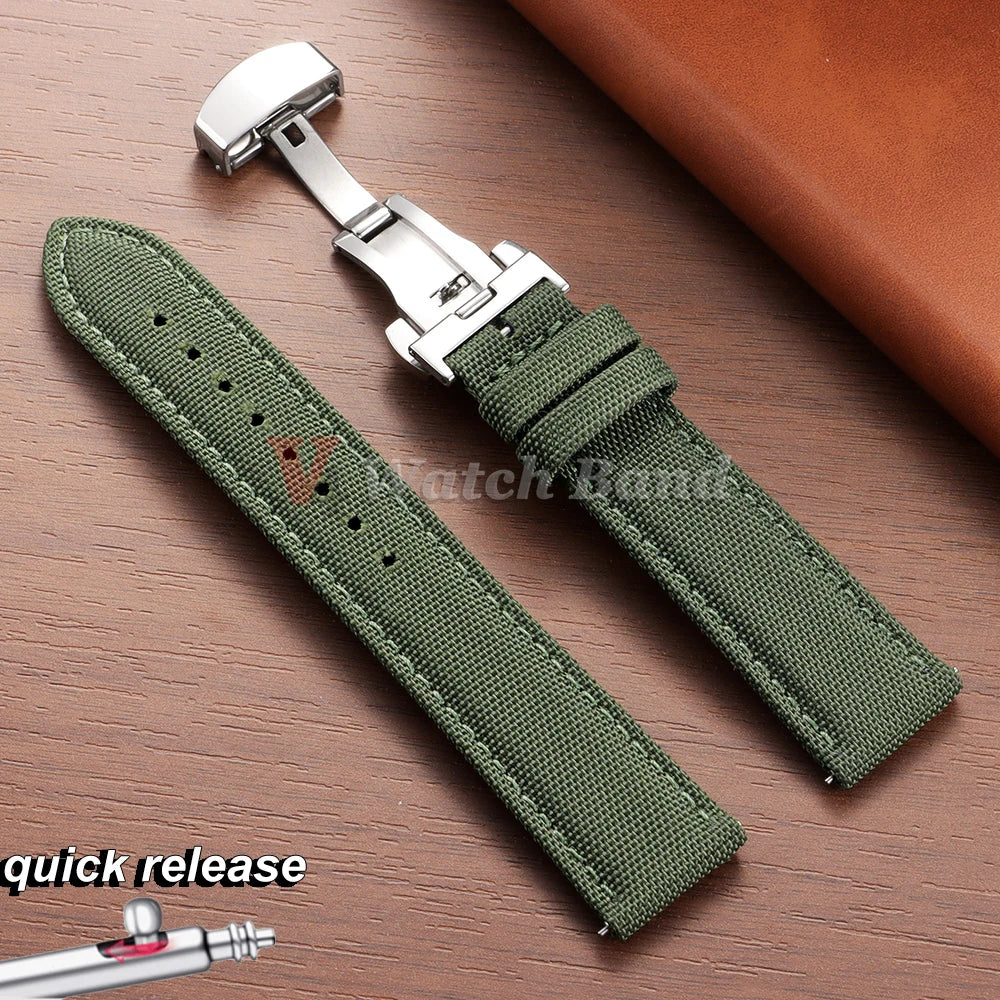 QuickRelease Nylon Watchband for Hamilton Military Sailcloth Watch Strap 20mm 22mm for Omega for Seiko Business Butterfly Buckle