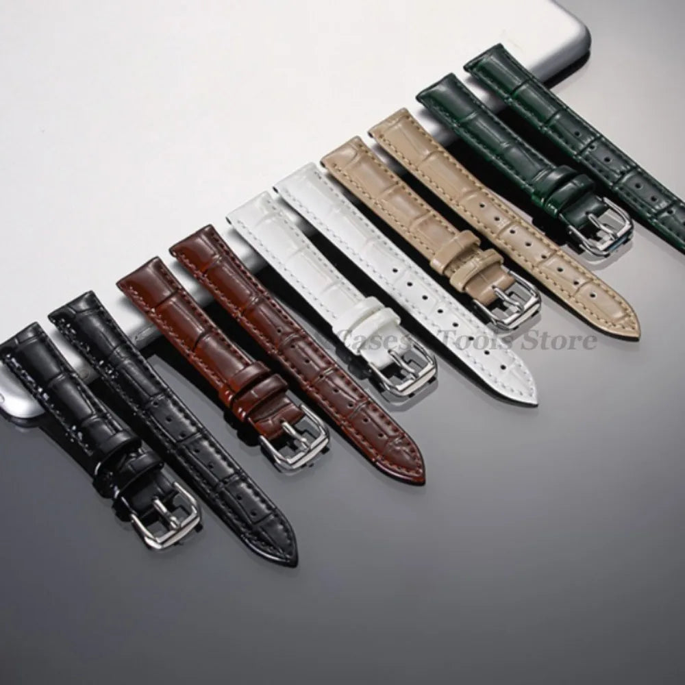 Leather Calfskin Strap Slub Pattern Watch Band 12/14/16/18/19/20/21/22mm for Seiko for Men Women Universal Watchband Accessories