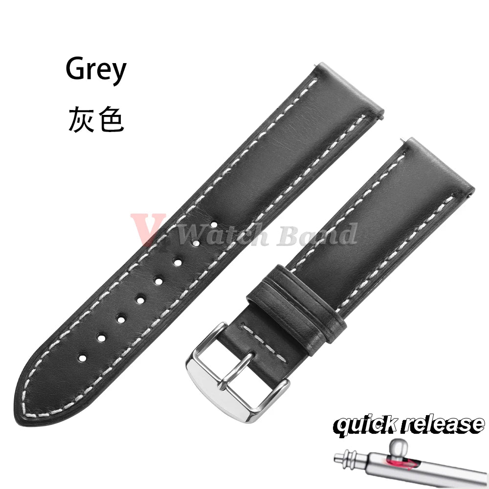 Retro Oil Wax Genuine Leather Watchband Quick Release Calfskin Strap for Seiko 18 20 22mm Wristband for Rolex Watch Accessories
