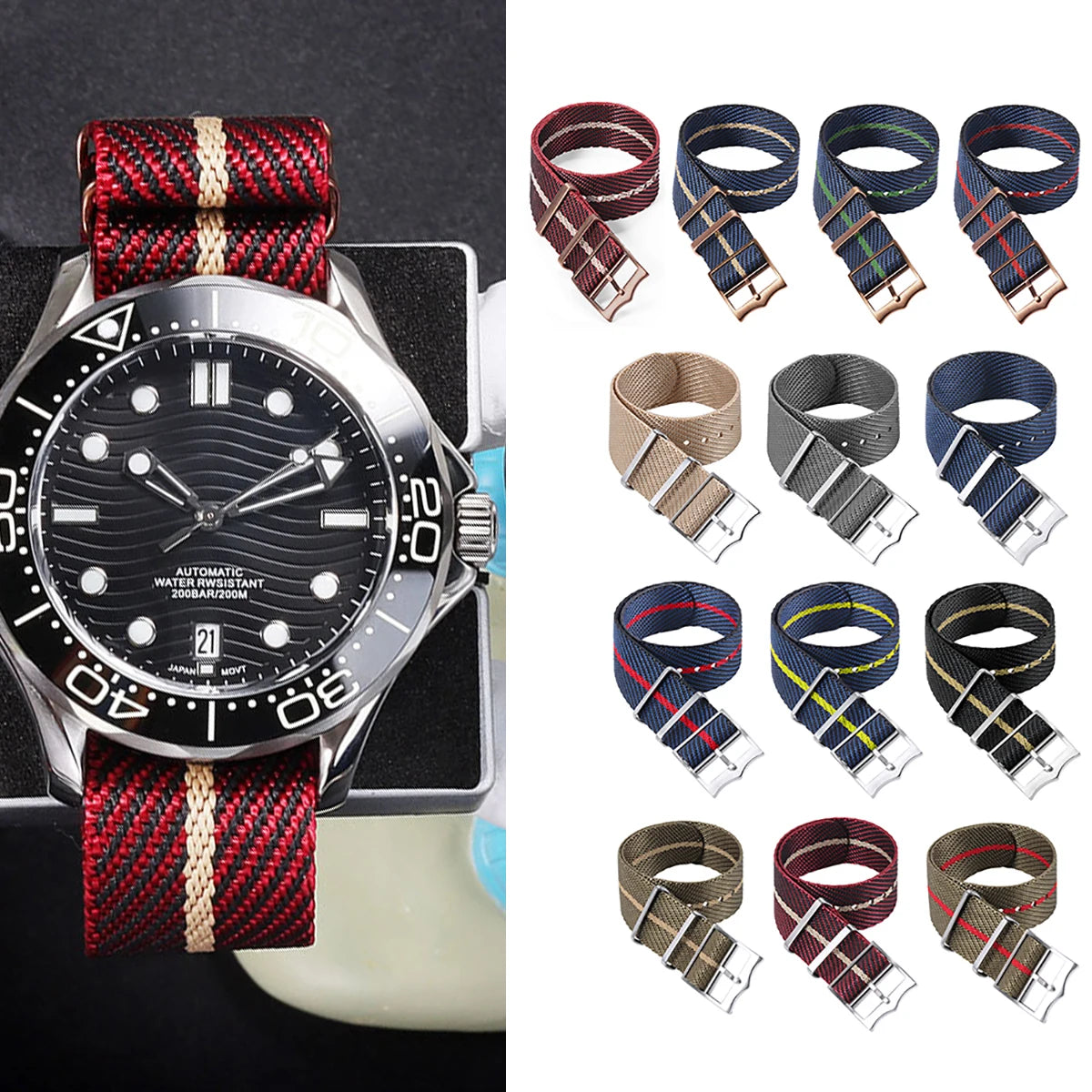 Universal Strap for Seiko Watchband for Rolex Bracelet for Omrga Canvas Nylon Band 22mm 20mm Wristband Watch Band Belt