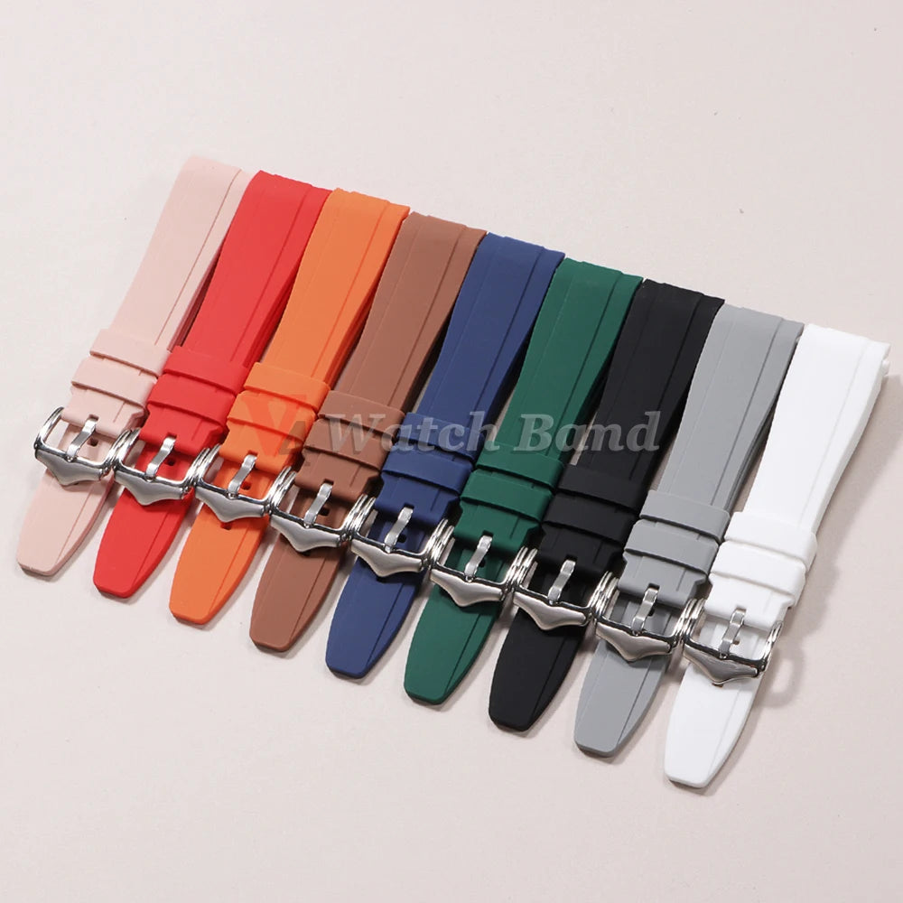 Curved End Rubber Watch Strap for Swatch for Omega Moonswatch 20mm 22mm Universal Wrist Band for Seamaster for Rolex for Tissot