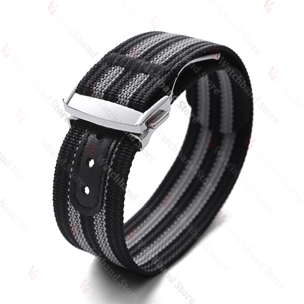 Black Gold Buckle Watch Band 20mm Men's Army Sports Breathable Braided Nylon Strap for Seiko Fabric Bracelet Wristbelt for Omega