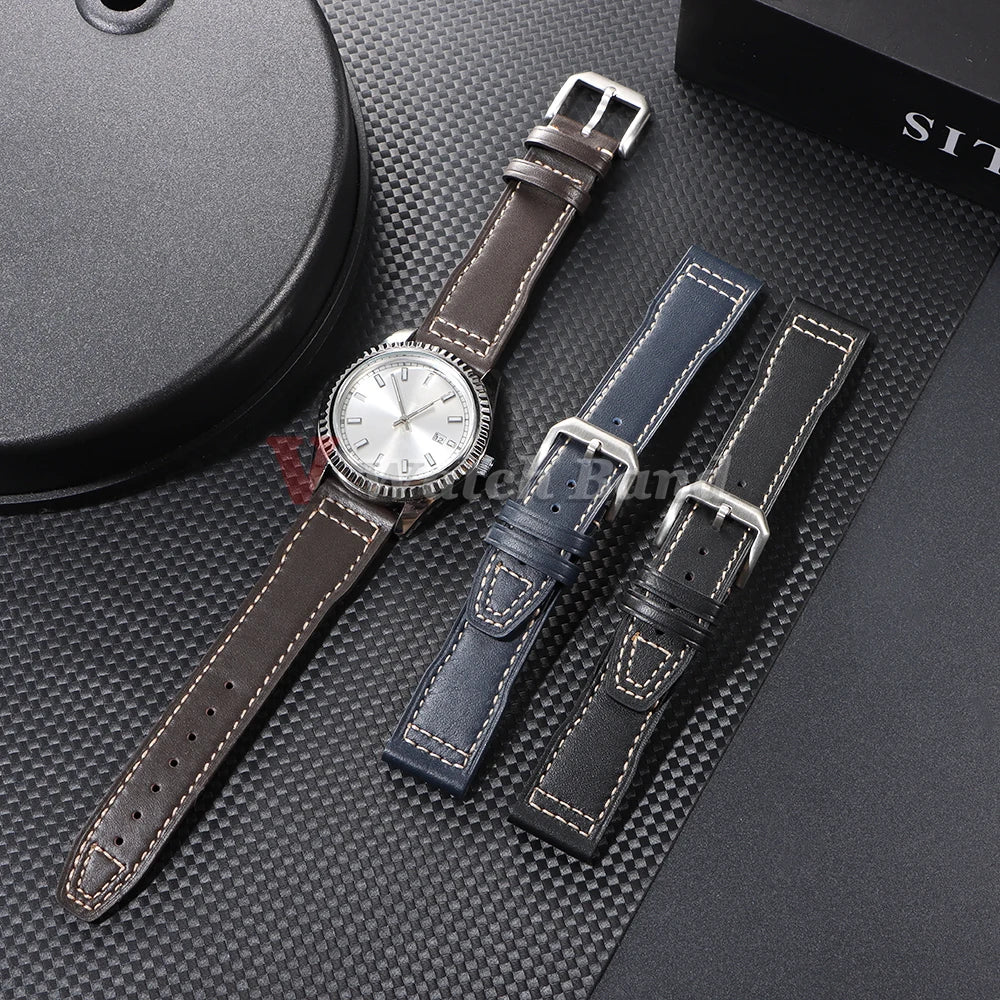 20mm 21mm Cowhide Watch Strap for IWC Pilot Portugieser Portofino Wristband Cowhide Bracelet Business Men Women WatchAccessories