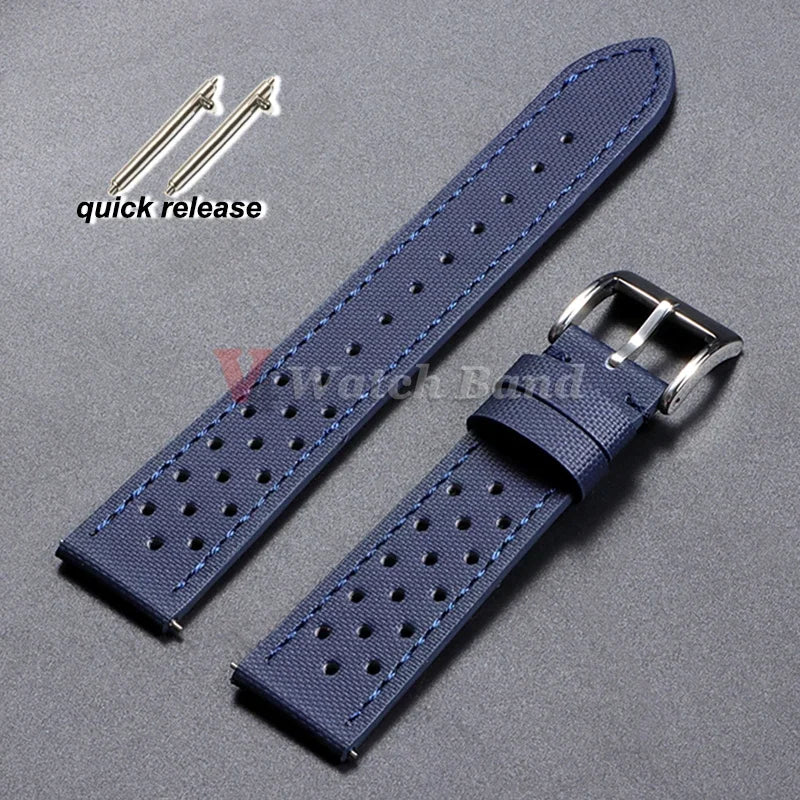 Qucik Release Quality Sailcloth Watch Strap 18/20/22mm for Tag Heuer for Seiko for Omega Waterproof Fabric Oxford Leather Band