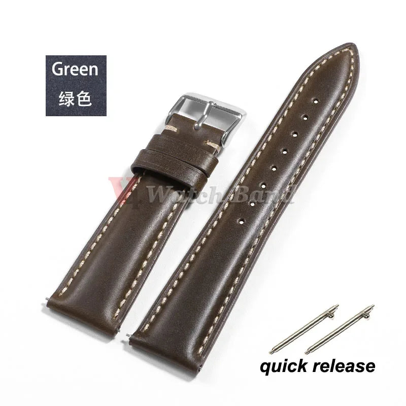 Vintage Oil Wax Genuine Cowhide Watch Strap 18mm 19mm 20mm 22mm 21mm Brown Watchbands for Samsung Galaxy Watch Band Bracelet