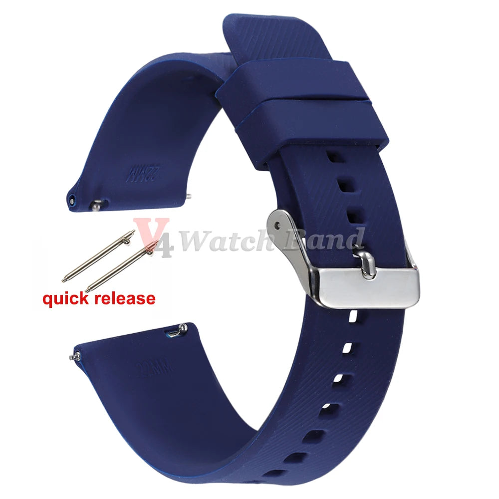 18mm 19mm 20mm 21mm 22mm Watch Band for Samsung Galaxy3 4 5 Quick Release Silicone Strap for Huawei GT2/GT3 Smart Watch Bracelet