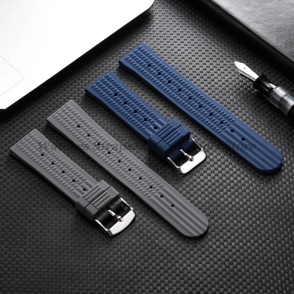 Soft Rubber Waffle Watch Band 20mm 22mm for Seiko for Rolex Water Ghost Sport Silicone Wristband Men's Replacement Strap Premium