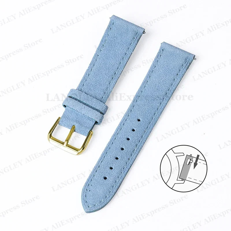 18mm 20mm 22mm Vintage Suede Leather Watchband for Samsung Galaxy Watch 5 4 3 45mm 40mm Cowhide Stitching Quick Release Bracelet