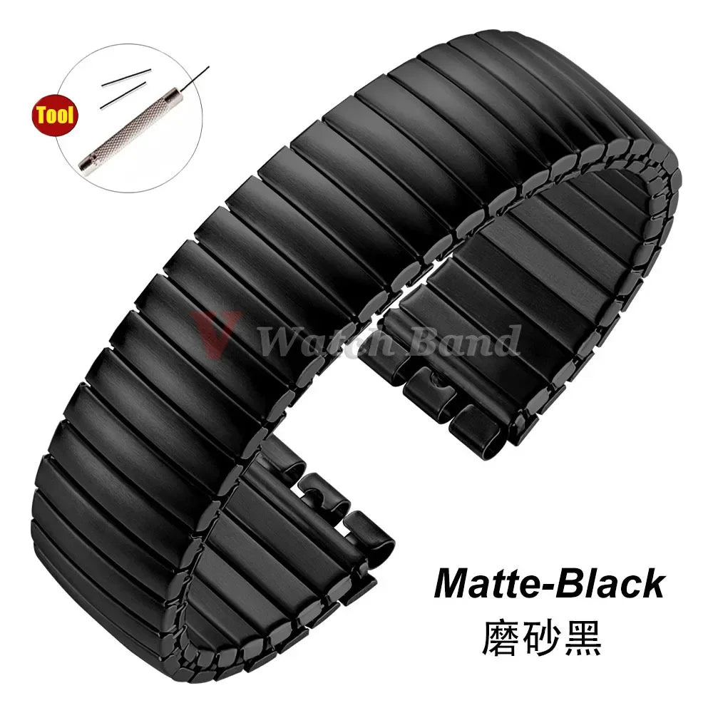17mm 20mm Elastic Metal Watch Band for Swatch Watch Strap Stretch Expansion Stainless Wrist Strap Men Women Bracelet Accessories