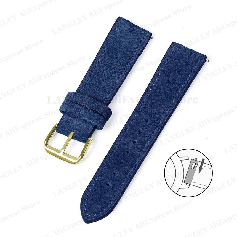 18mm 20mm 22mm Vintage Suede Leather Watchband for Samsung Galaxy Watch 5 4 3 45mm 40mm Cowhide Stitching Quick Release Bracelet
