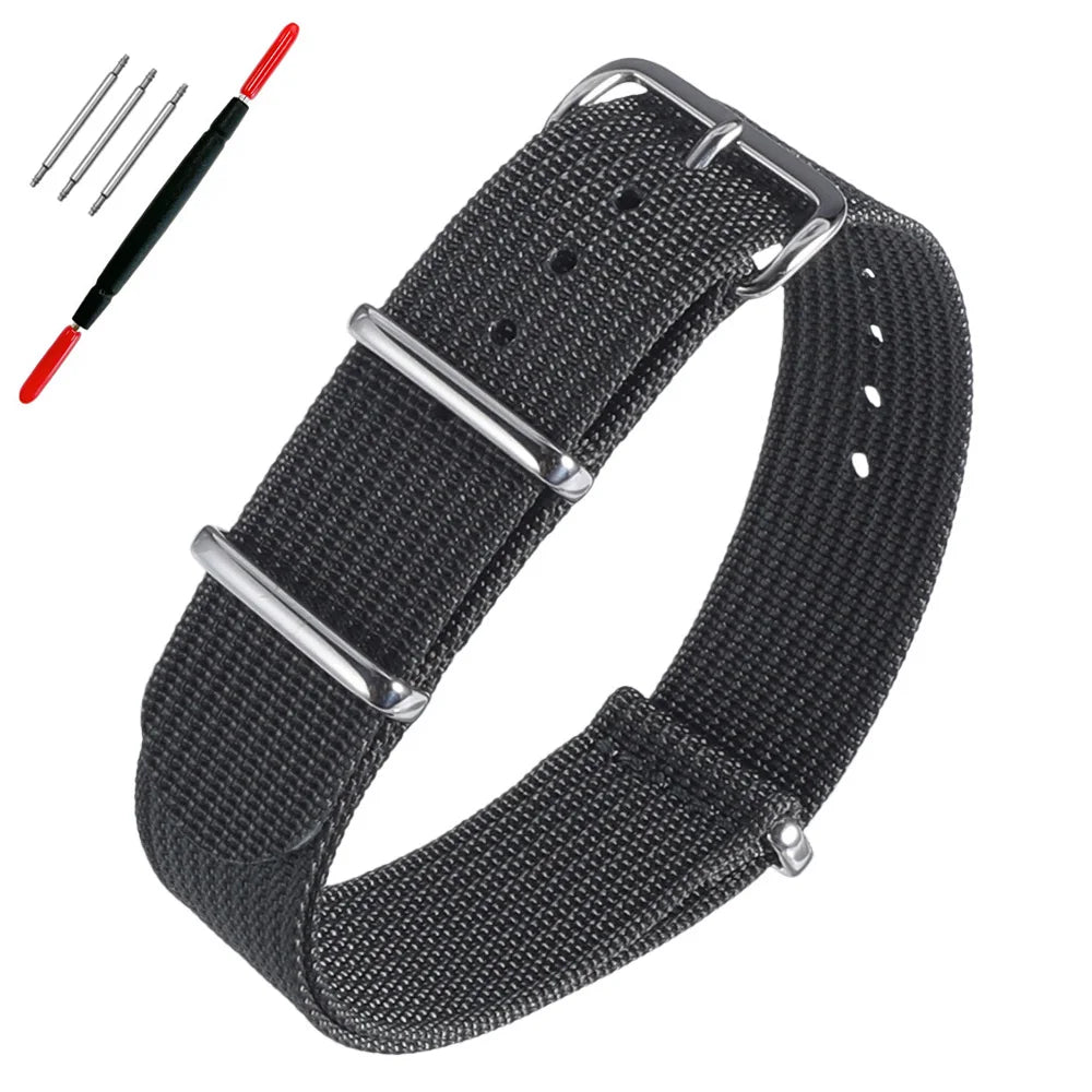 16mm 18mm 19mm 20mm 22mm 24mm Nylon Ribbed Watch Strap Band Military Casual Watchband Sport Bracelet Replacement Belt For Men