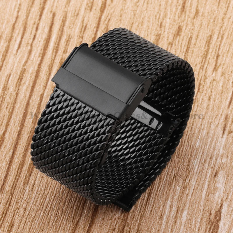 1.0mm Milanese Mesh Watch Band 3mm Thick Shark Mesh Strap Stainless Steel Quick Release Bracelet Folding Buckle18/20mm 22mm 24mm